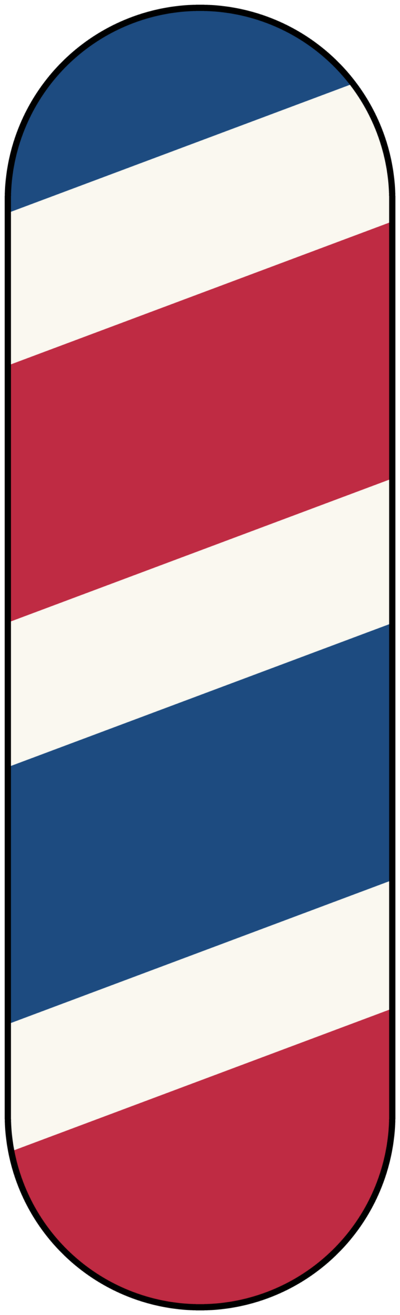 Icono de barbería, tubo de bandas azules, rojas y blancas